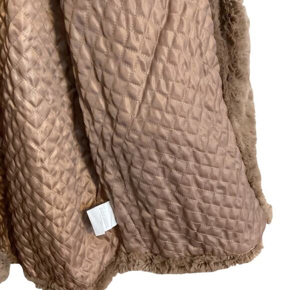 JOLT Faux Fur Coat Sz M Brown Wide Sleeve Pocket Roll Collar Butter Soft - Picture 7 of 10